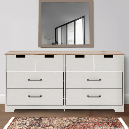 Ethos 59 Inch Dresser, Crisp White Wood, 6 Drawers, Antique Nickel Handles  By Casagear Home