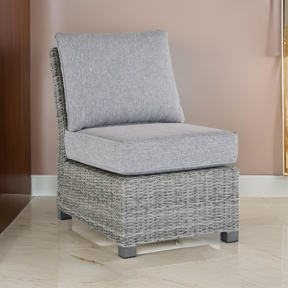 Outdoor Accent Chair | 24" | Gray Cushions | Resin Wicker Frame