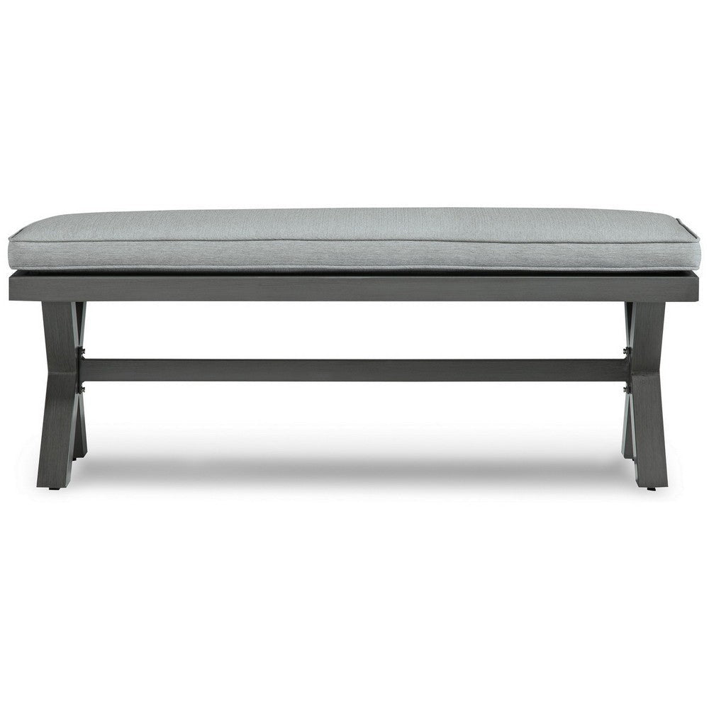Asp Outdoor Bench | 54’’ | Aluminum Frame | Gray Cushion BM296993