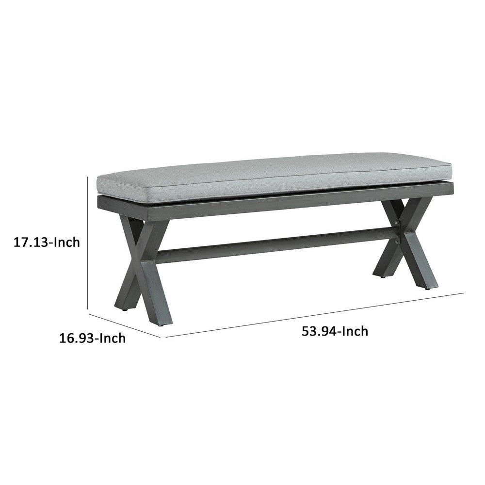 Asp Outdoor Bench | 54’’ | Aluminum Frame | Gray Cushion BM296993