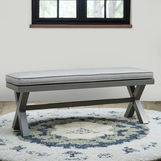 Asp Outdoor Bench | 54" | Aluminum Frame | Gray Cushion
