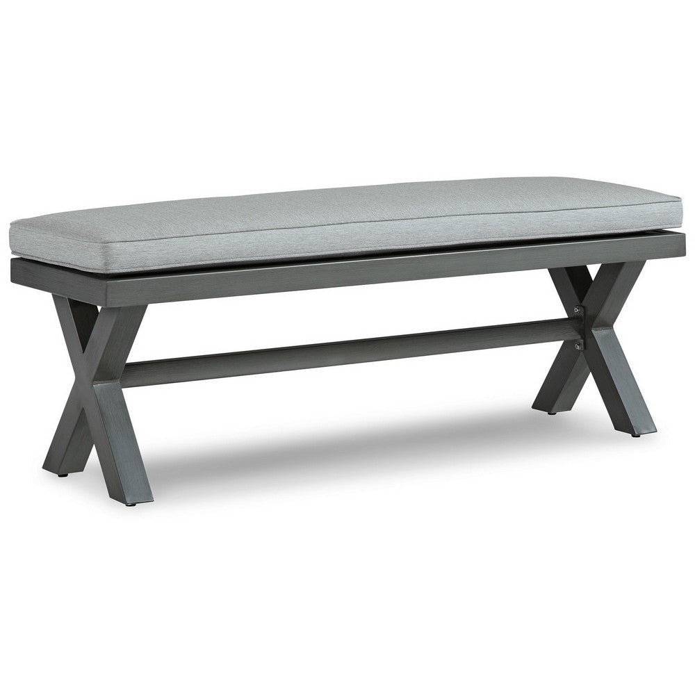 Asp Outdoor Bench | 54’’ | Aluminum Frame | Gray Cushion BM296993