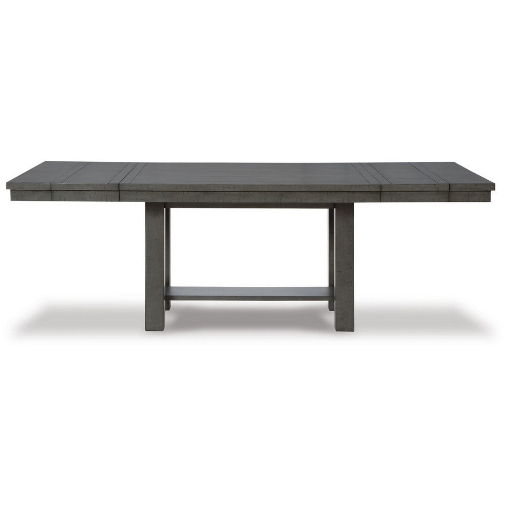 Ibis 62-86 Inch Extendable Dining Table Rectangular Plank Top Gray Wood By Casagear Home BM297003