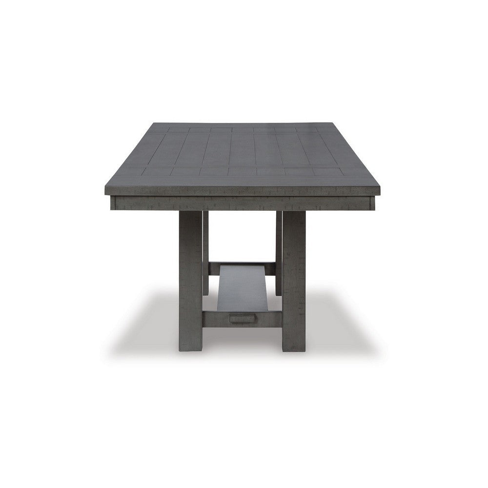 Ibis 62-86 Inch Extendable Dining Table Rectangular Plank Top Gray Wood By Casagear Home BM297003