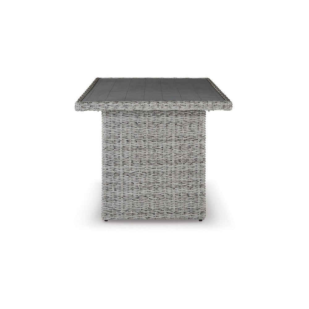 Dune Outdoor Table | 59’’ | Resin Wicker | Open Shelf | Gray BM297004