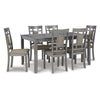 7 Piece Dining Table Set, Lattice Back Chairs, Light Gray Wood, Polyester By Casagear Home