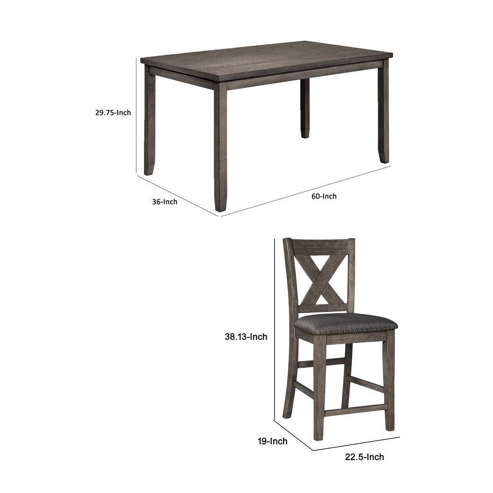 Dimensions of the gray wood dining table and chair