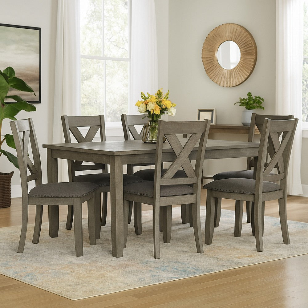 Ashley Caitbrook 7 Piece Dining Table Set | Lattice Chairs | Gray Wood
