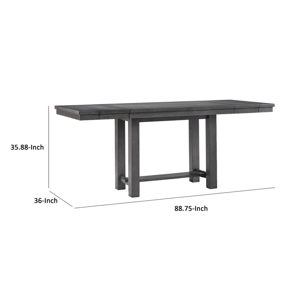 Ibis 62-86 Inch Extendable Counter Table Smooth Surface Antique Gray Wood By Casagear Home BM297011