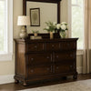 Ashley Fray 66 Inch Traditional Dresser, Rustic Brown Wood, 7 Drawers, Bun Feet