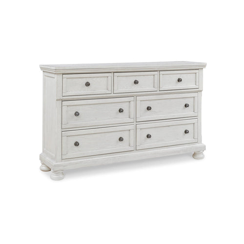 Kith Dresser | 66" | 7 Drawers | Vintage White Wood | Bun Feet