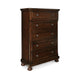 Ashley Fray 58 Inch 5 Drawer Classic Tall Dresser Chest, Brown Wood, Bun Feet