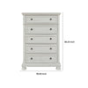 Kith 58 Inch 5 Drawer Tall Dresser Chest Classic White Wood Bun Feet By Casagear Home BM297031