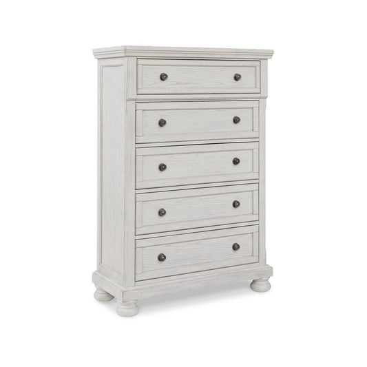 Kith Tall Dresser | 58" | 5 Drawers | Classic White | Bun Feet