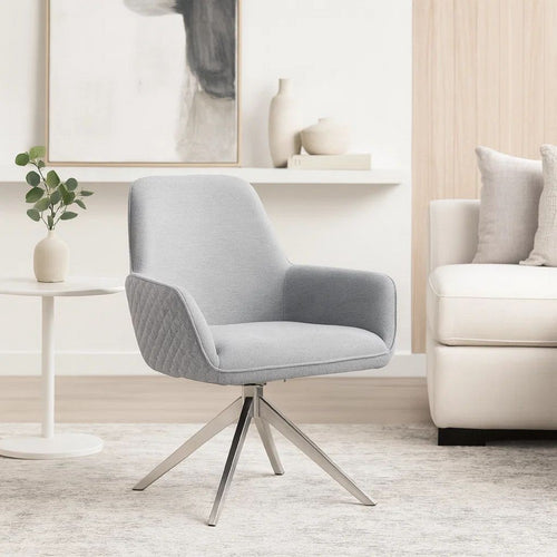 25 Inch Side Armchair, Honeycomb Tufted Design, Strong 5 Legged Chrome Base