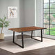 Maze 80 Inch Rectangular Dining Table, Live Edge, Iron Base, Chestnut Brown