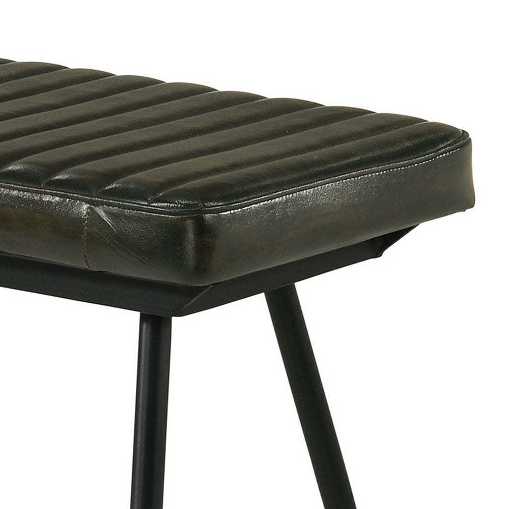 Mia Bench | 54" | Hand Dyed Leather | Vertical Tufting | Espresso