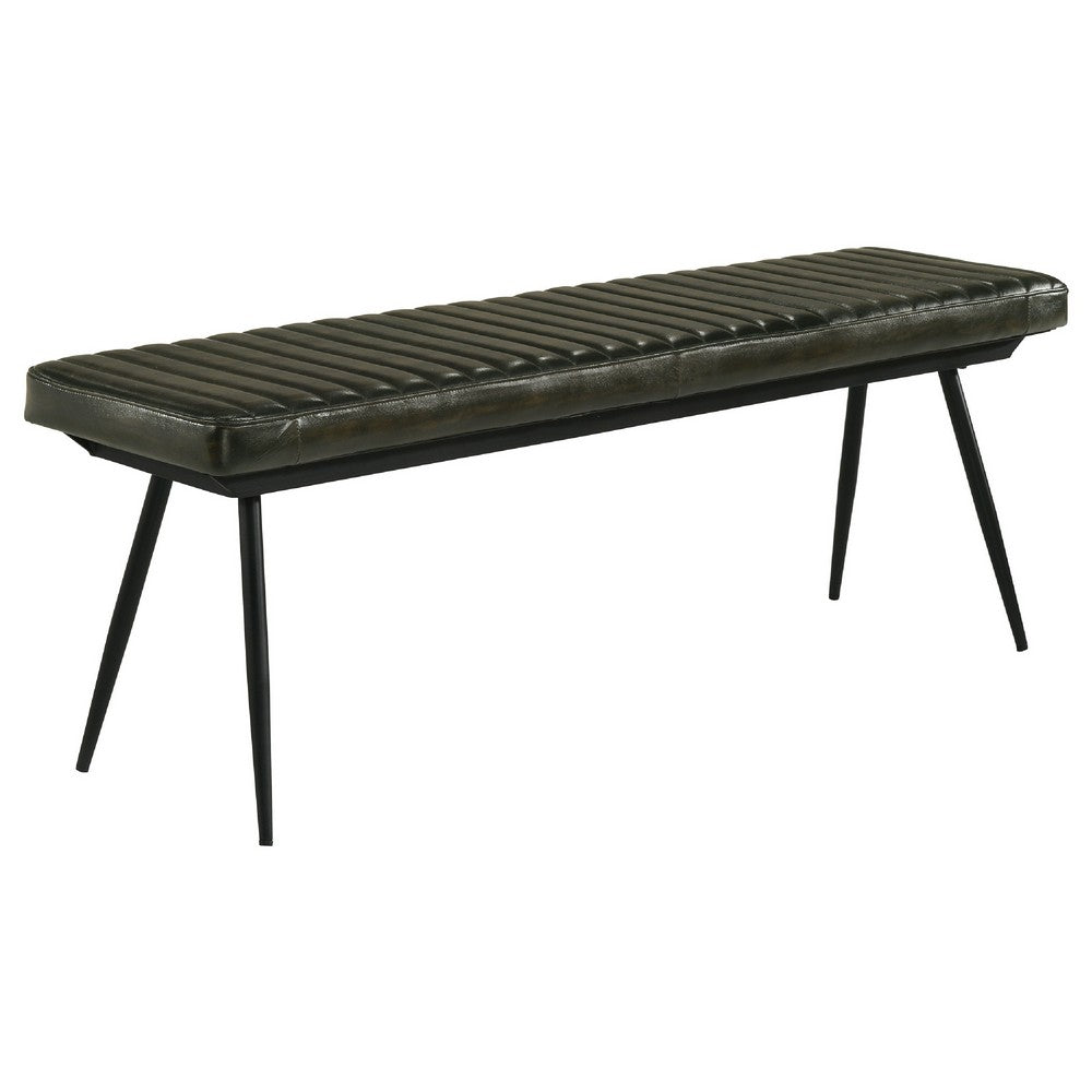 Mia Bench | 54" | Hand Dyed Leather | Vertical Tufting | Espresso