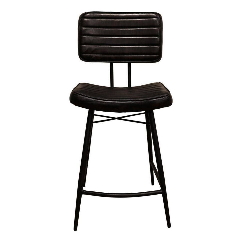 Mia 24 Inch Counter Stool Set of 2 Hand Dyed Espresso Leather Tufted BM297150