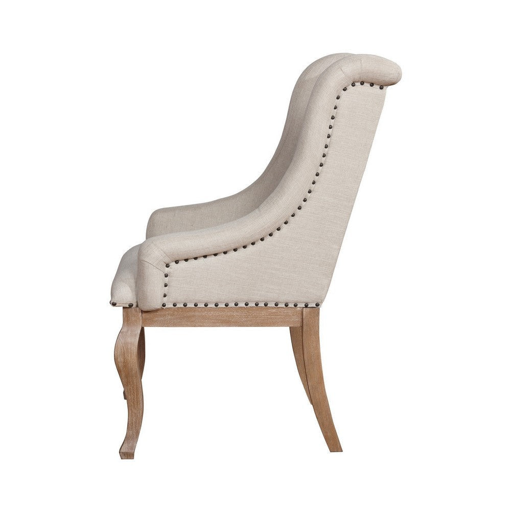 Doe 27 Inch Armchair Set of 2 Button Tufted Wingback Design Cream BM297156
