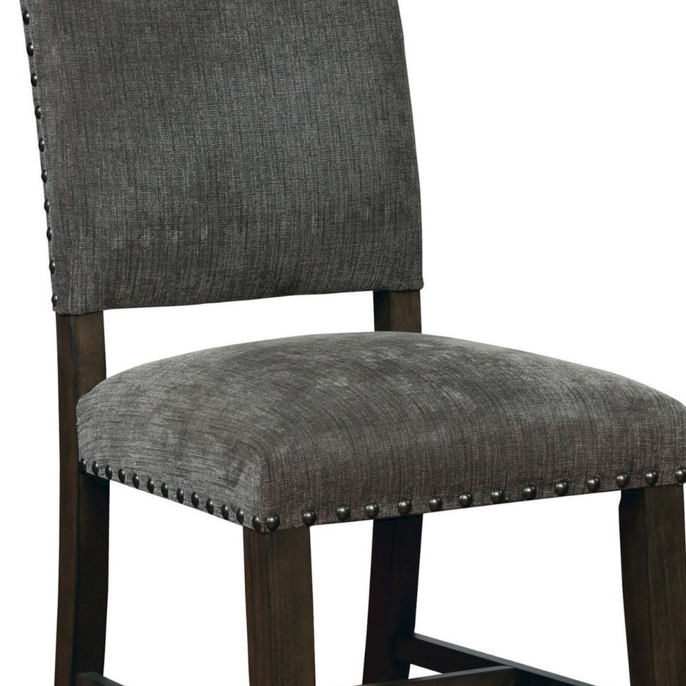 21 Inch Dining Chair Set of 2 Gray Vegan Faux Leather Parson Style BM297160