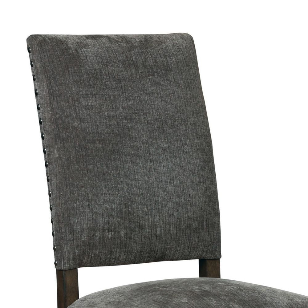 21 Inch Dining Chair Set of 2 Gray Vegan Faux Leather Parson Style BM297160