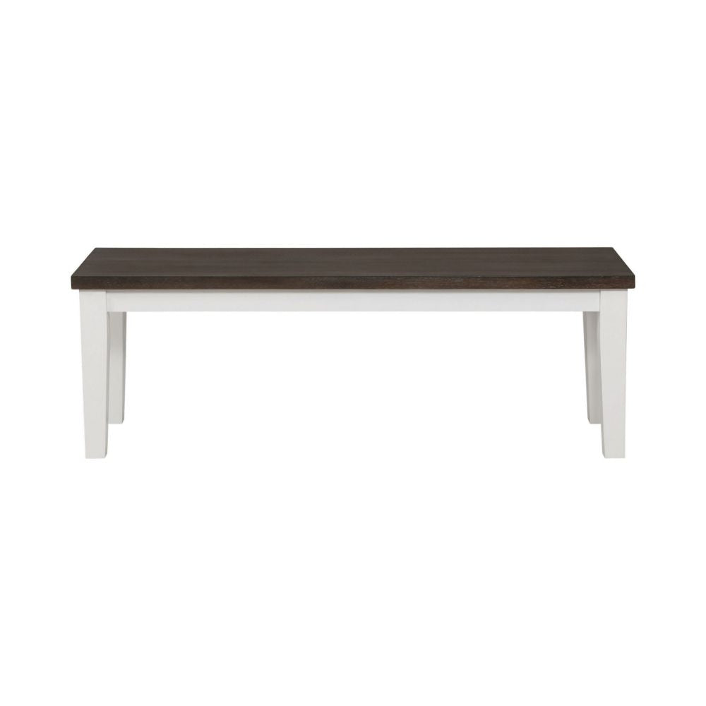 54 Inch Transitional Dining Bench Poplar Wood White Espresso Brown By Casagear Home BM297161