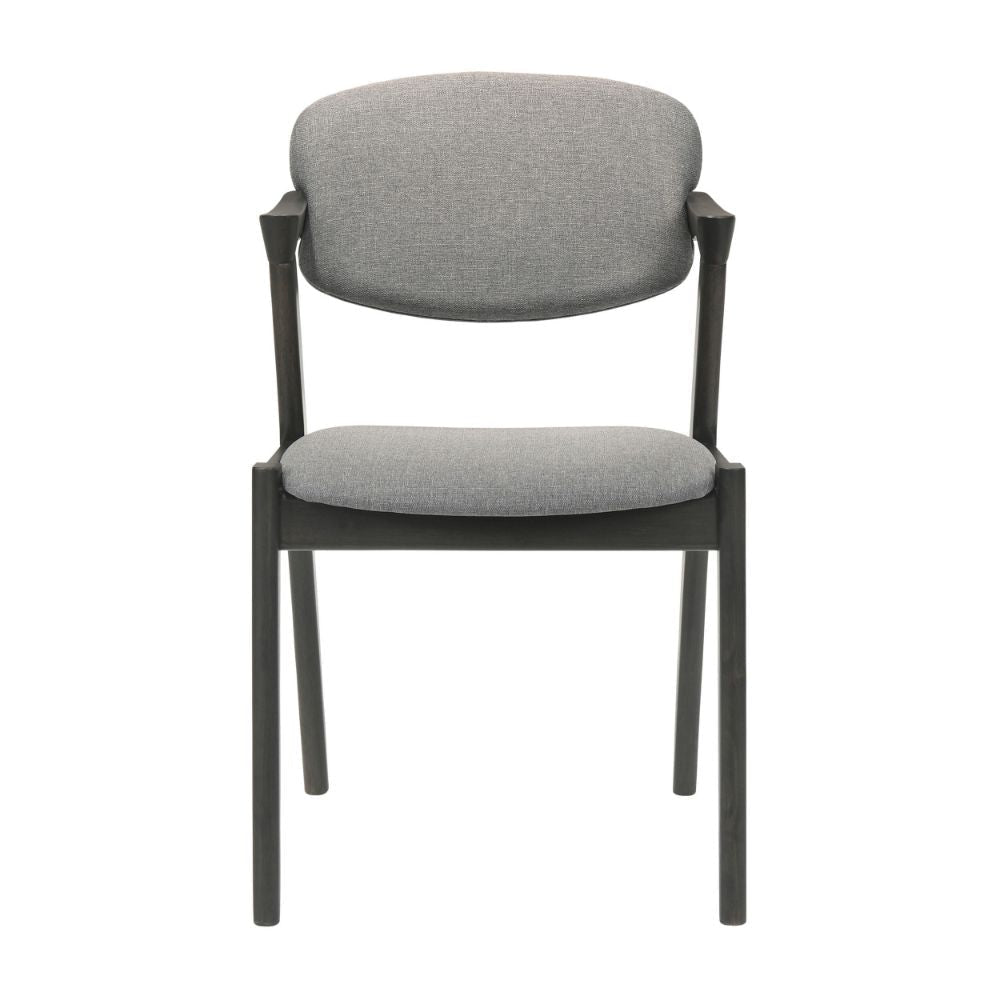 21 Inch Side Chair Set of 2 Gray Fabric Upholstery Clean Angled Legs BM297169
