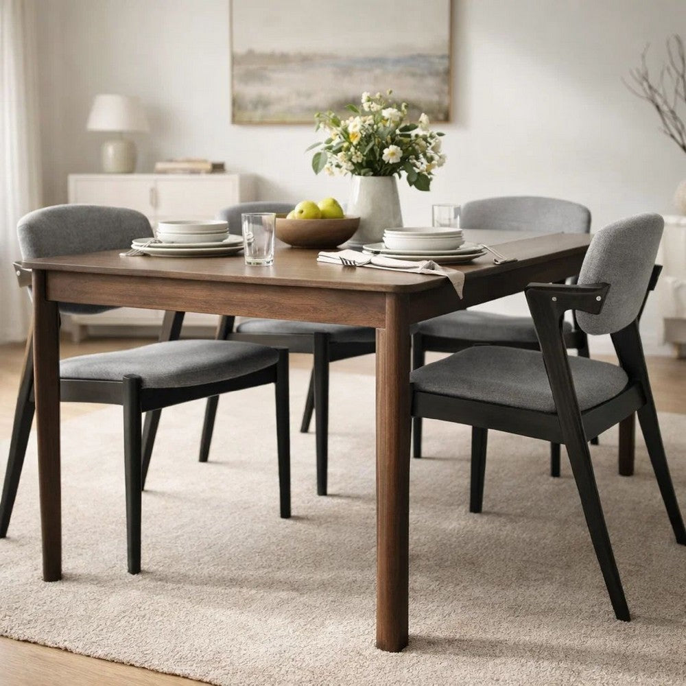 21 Inch Side Chair, Set of 2, Gray Fabric Upholstery, Clean Angled Legs