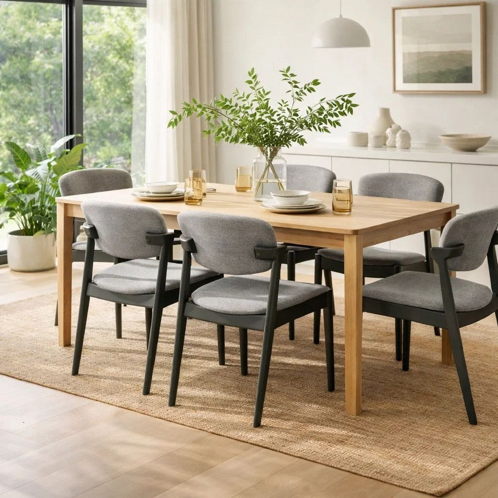 21 Inch Side Chair, Set of 2, Gray Fabric Upholstery, Clean Angled Legs