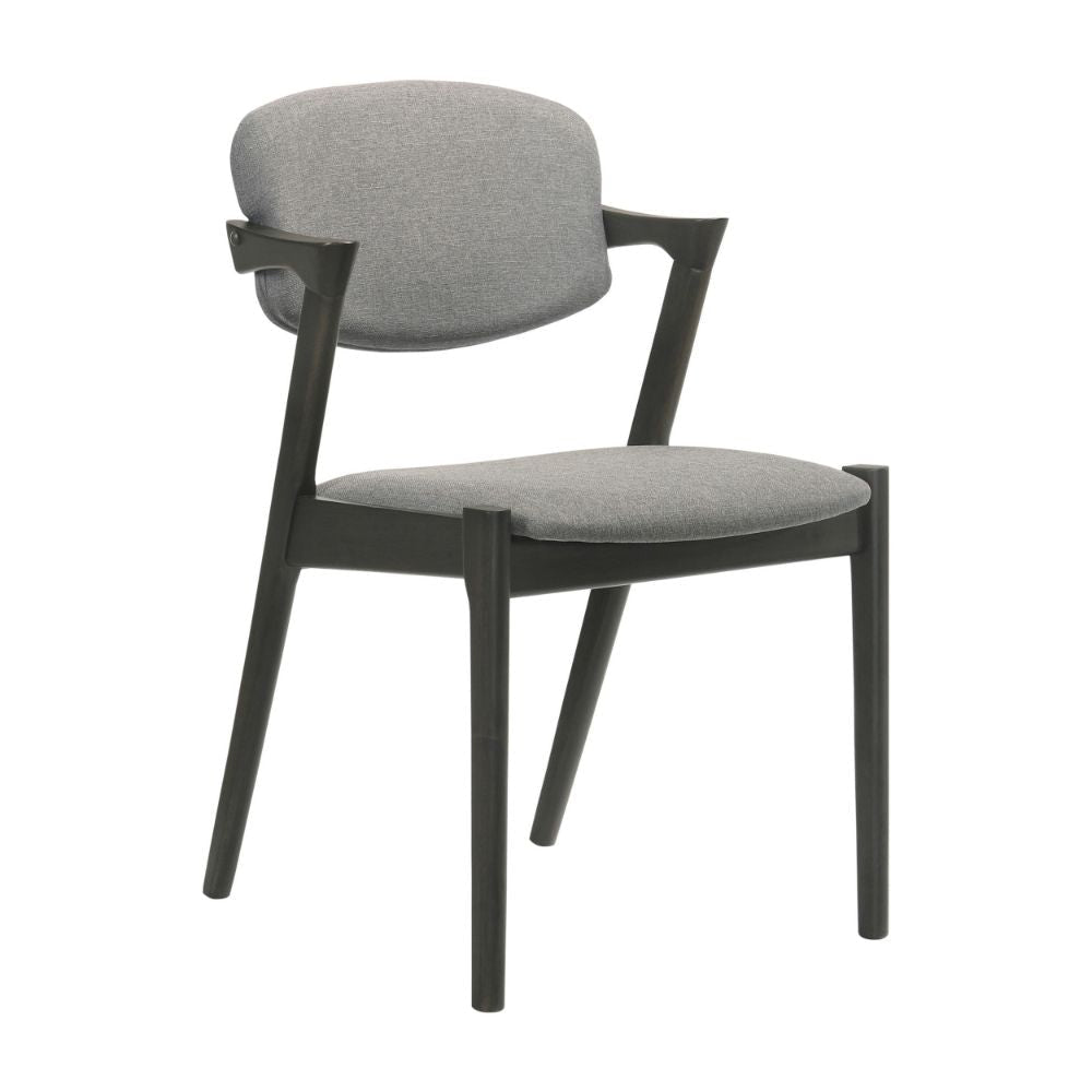 21 Inch Side Chair, Set of 2, Gray Fabric Upholstery, Clean Angled Legs