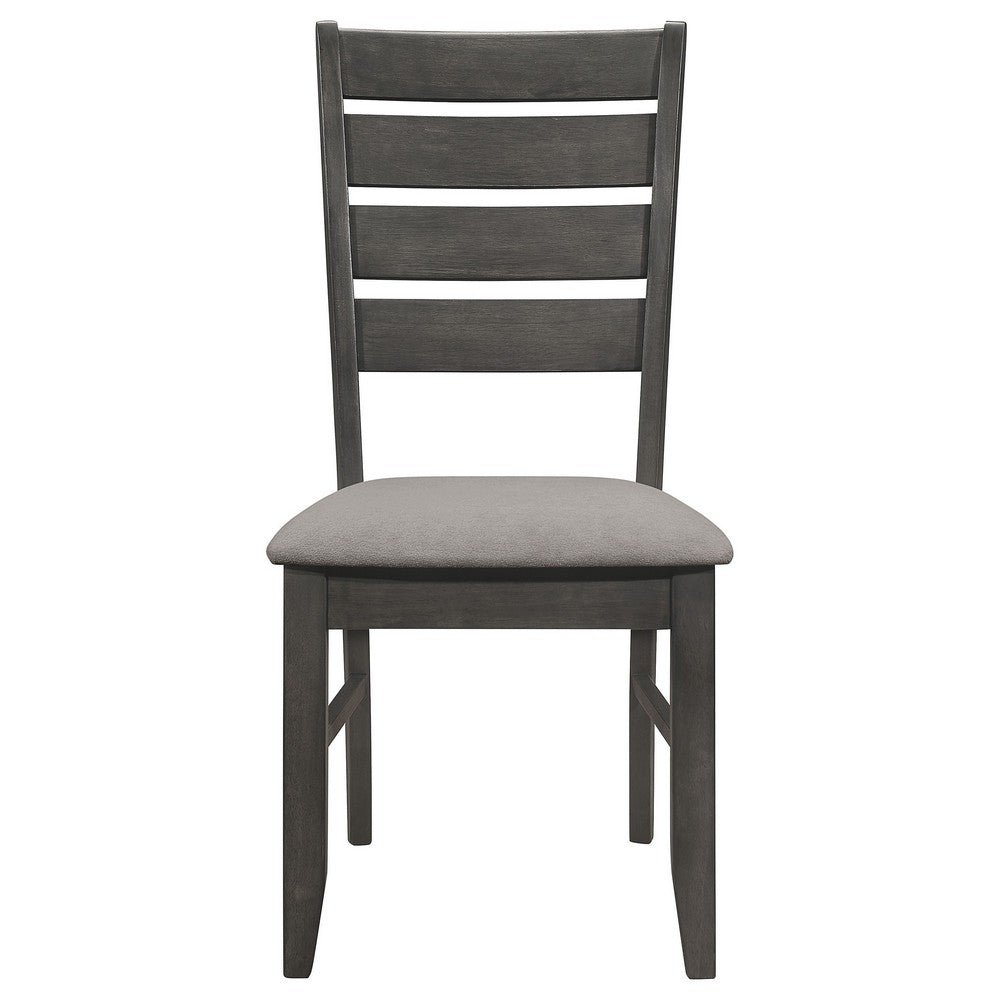 Lyla 19 Inch Side Chair, Set of 2, Ladderback Style, Rustic Gray Wood