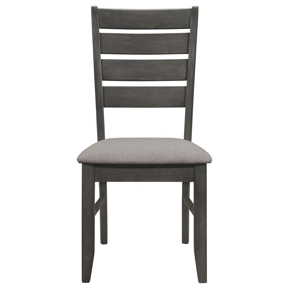 Lyla 19 Inch Side Chair Set of 2 Ladderback Style Rustic Gray Wood BM297171
