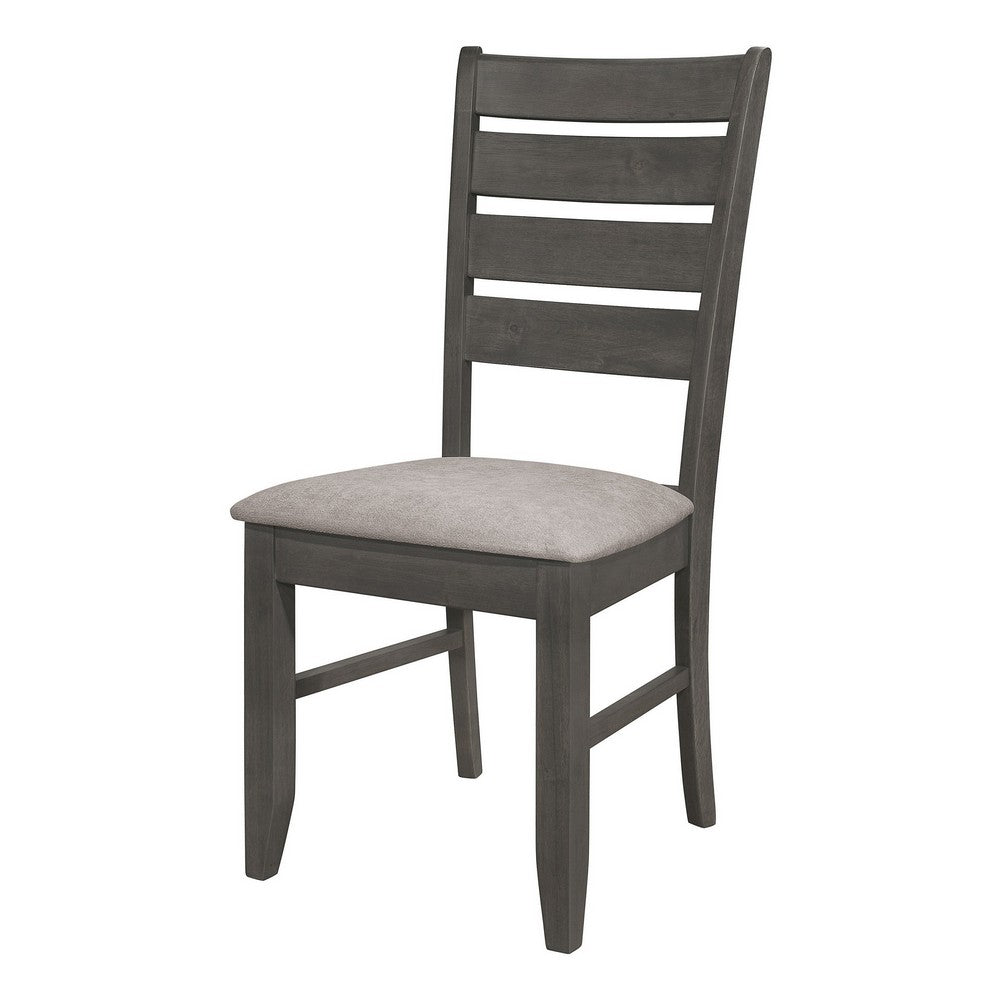 Lyla 19 Inch Side Chair, Set of 2, Ladderback Style, Rustic Gray Wood