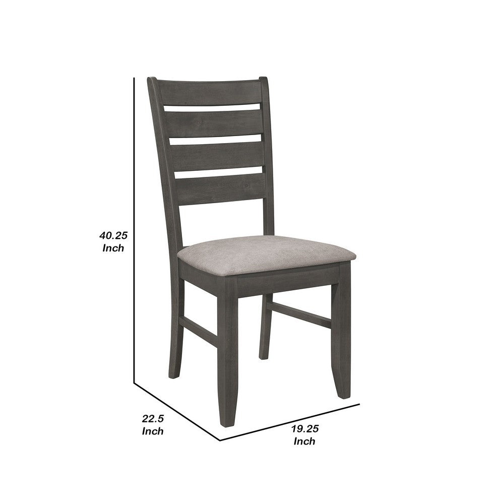 Lyla 19 Inch Side Chair, Set of 2, Ladderback Style, Rustic Gray Wood