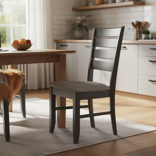 Lyla 19 Inch Side Chair, Set of 2, Ladderback Style, Rustic Gray Wood