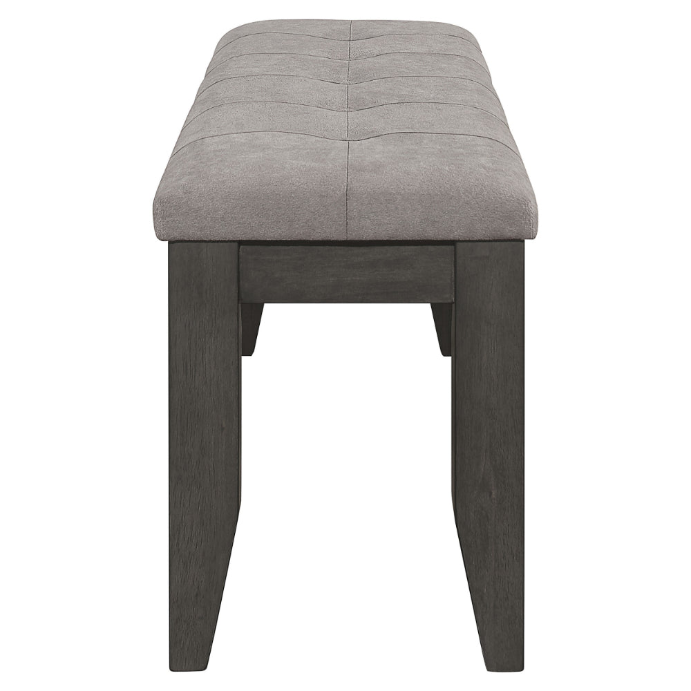 Lyla 47 Inch Dining Bench, Sleek Cushioned Seat, Rustic Gray Wood Frame By Casagear Home