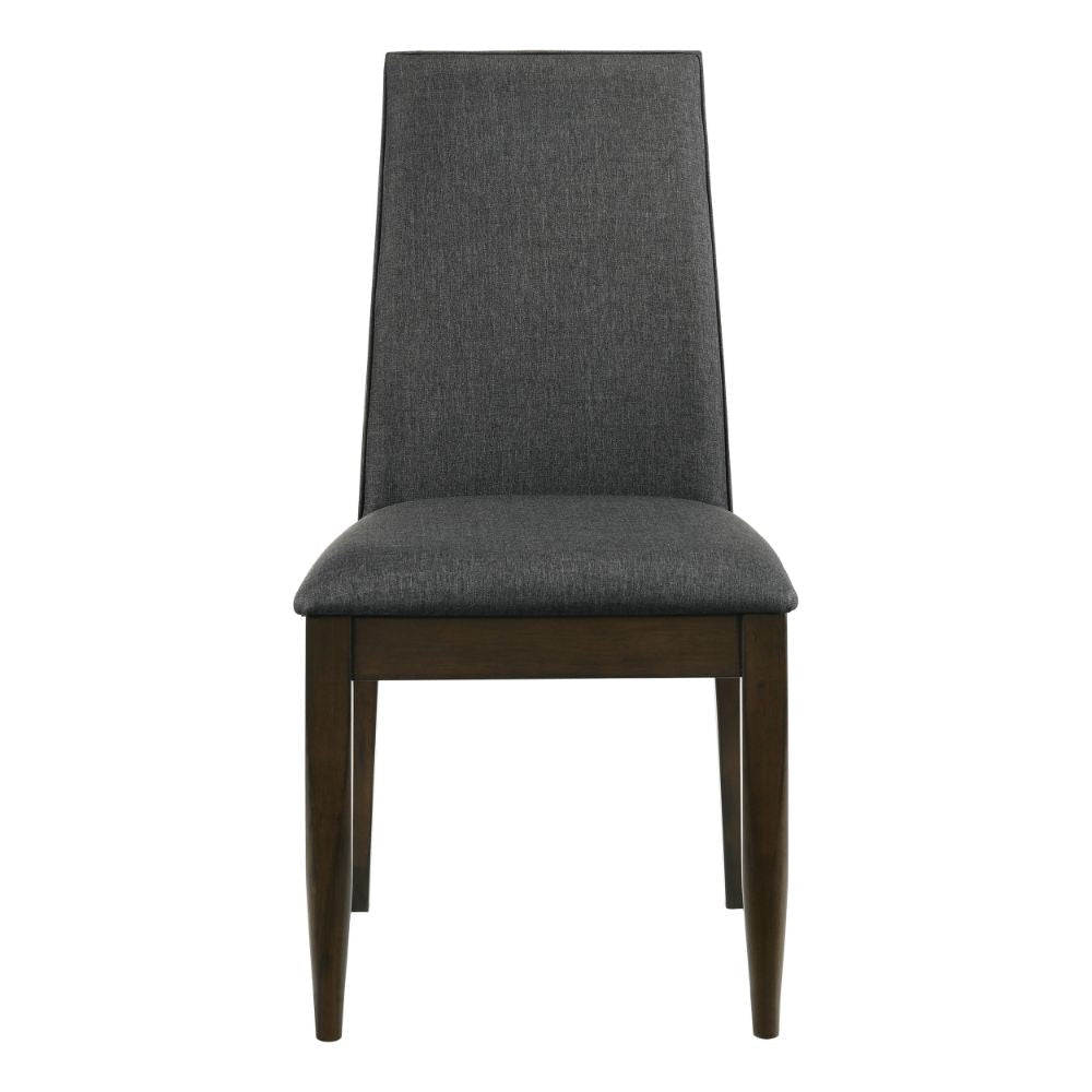 19 Inch Side Chairs Set of 2 Gray Fabric Tall Sloped Back Parson Style BM297174