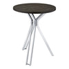 43 Inch Modern Bar Table, Gray Round Top, Polished Chrome Angled Legs