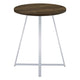 43 Inch Tall Modern Bar Table Brown Round Top Polished Chrome Flared Legs BM297179