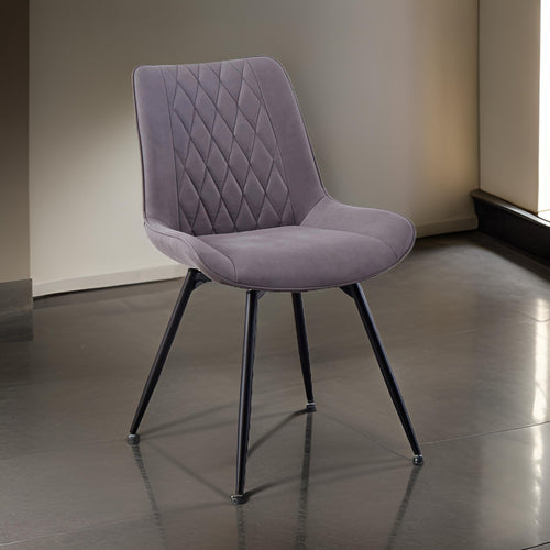 Side Chair Set of 2 | 22" | Vegan Faux Leather | Swivel | Gray