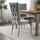 Kery 20 Inch Set of 2 Side Chairs, Gray Velvet, Tall Flared Tufted Back