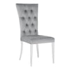 Kery 20 Inch Set of 2 Side Chairs, Gray Velvet, Tall Flared Tufted Back