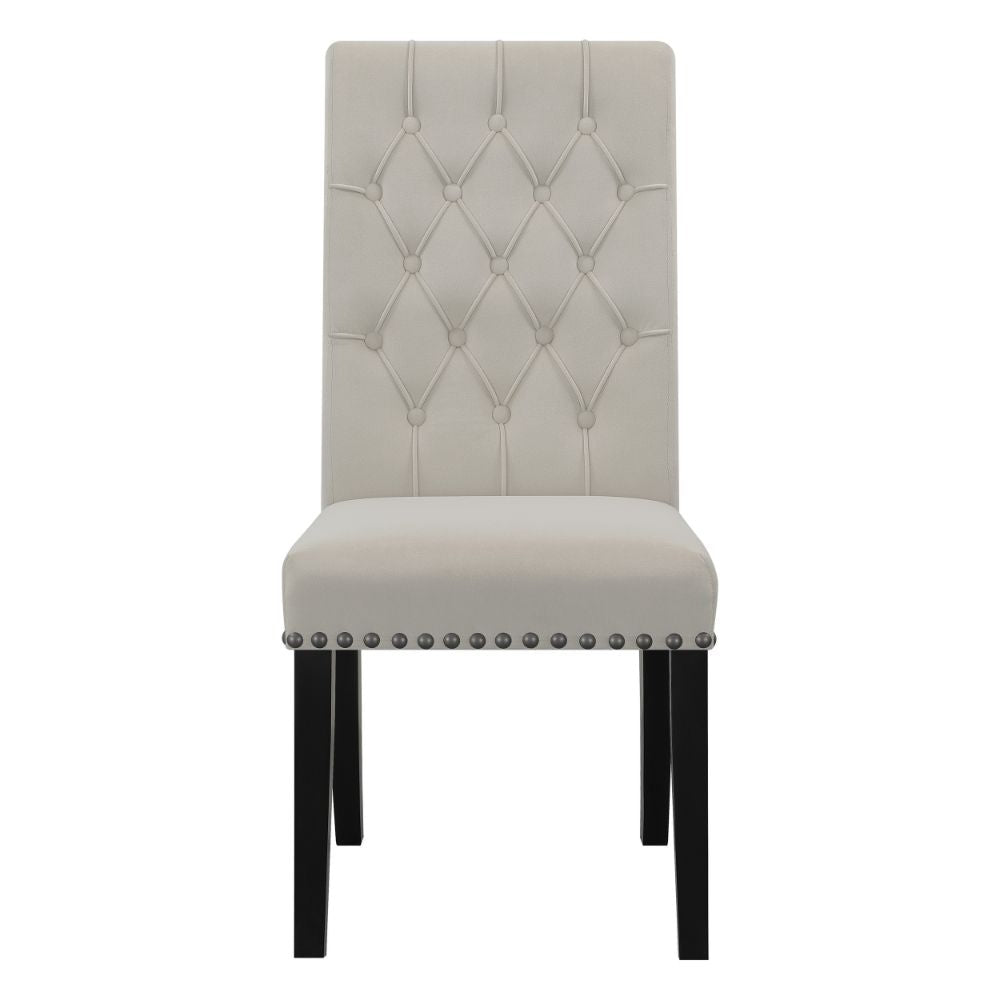 Ali 20 Inch Set of 2 Side Chairs Light Gray Button Tufted Rolled Back BM297197
