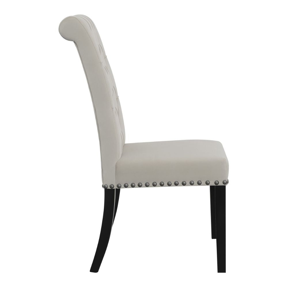 Ali 20 Inch Set of 2 Side Chairs Light Gray Button Tufted Rolled Back BM297197