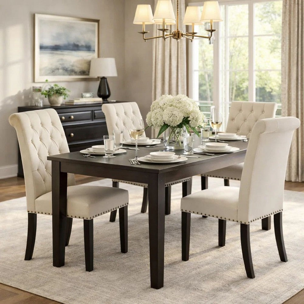 Ali 20 Inch Set of 2 Side Chairs, Light Gray Button Tufted Rolled Back