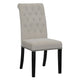 Ali 20 Inch Set of 2 Side Chairs, Light Gray Button Tufted Rolled Back