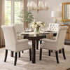 Ali 27 Inch Accent Armchair, Light Gray Fabric Button Tufted Rolled Back