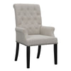 Ali 27 Inch Accent Armchair, Light Gray Fabric Button Tufted Rolled Back