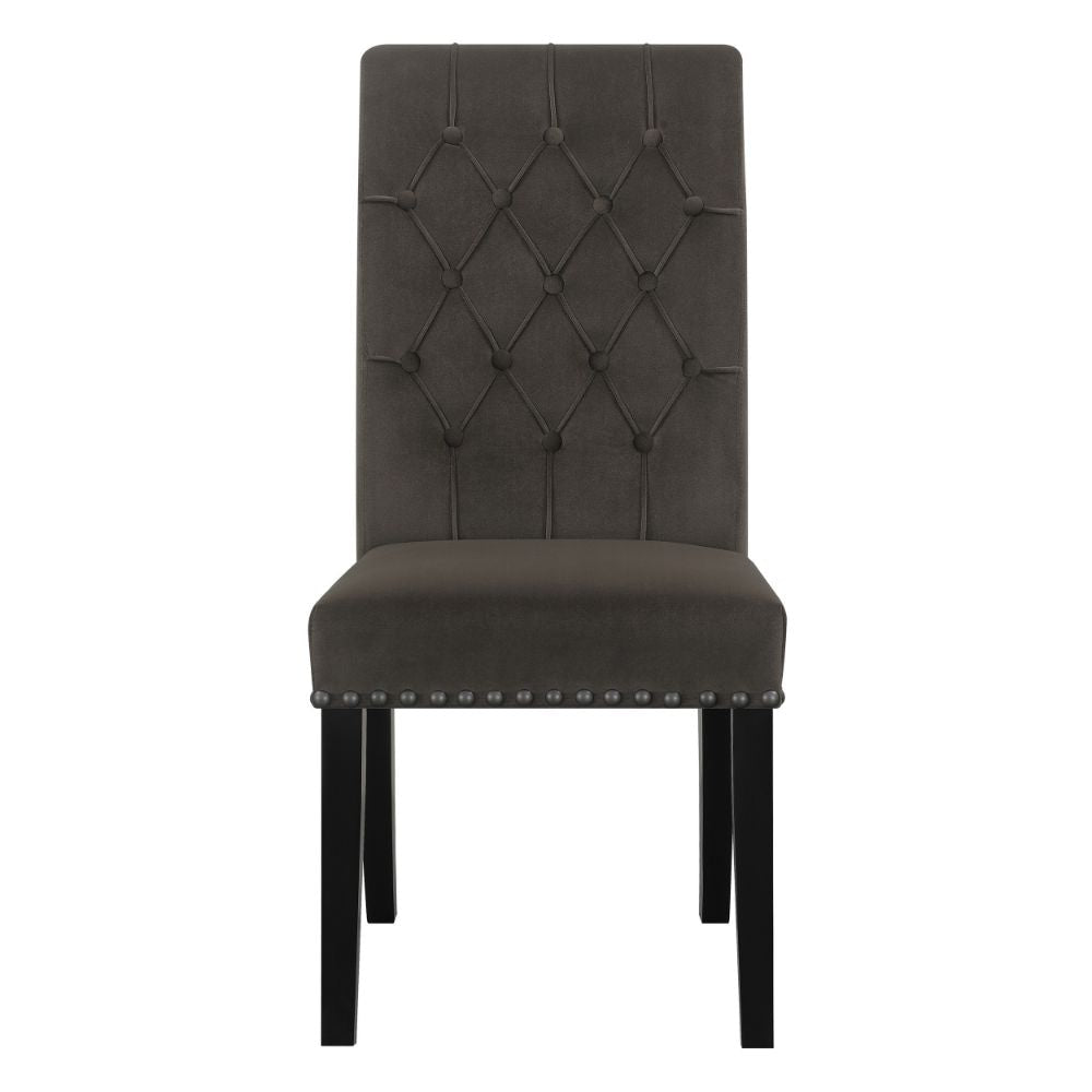 Ali 20 Inch Set of 2 Side Chairs Brown Rolled Back Deep Button Tufting BM297199